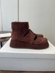 THE ROW 26S PLATFORM MARY JANE IN CHOCOLATE BROWN SUEDE