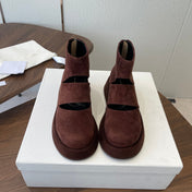 THE ROW 26S PLATFORM MARY JANE IN CHOCOLATE BROWN SUEDE