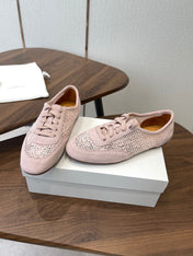 THE ROW 26S LACE UP SNEAKERS IN LIGHT PINK SUEDE