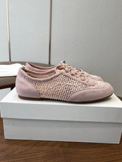 THE ROW 26S LACE UP SNEAKERS IN LIGHT PINK SUEDE