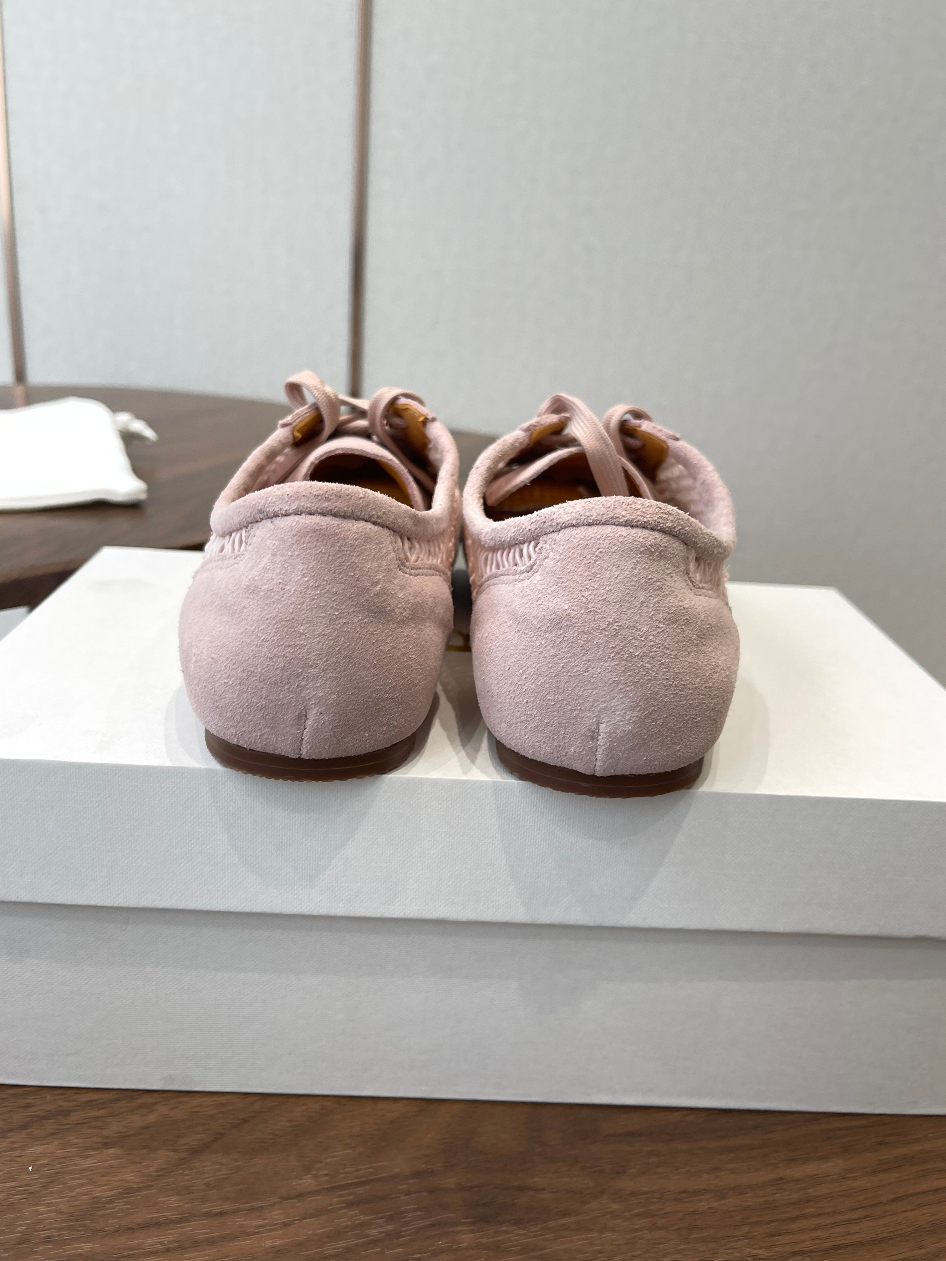 THE ROW 26S LACE UP SNEAKERS IN LIGHT PINK SUEDE