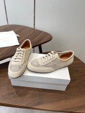 THE ROW 26S LACE UP SNEAKERS IN IVORY BEIGE SUEDE
