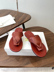 THE ROW 26S T STRAP THONG SANDALS IN RUST RED CALFSKIN