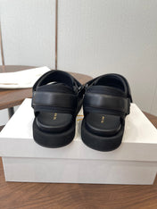 THE ROW 26S DOUBLE STRAP SANDALS IN BLACK CALFSKIN