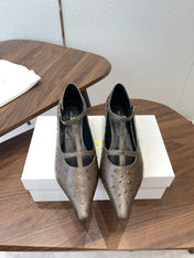 THE ROW 26S POINTED TOE T STRAP PUMPS 35MM IN BROWN CALFSKIN