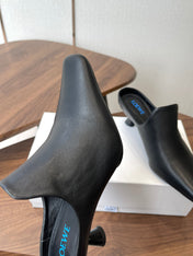 LOEWE 26S EMILY MULE 55MM IN BLACK CALFSKIN