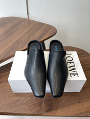 LOEWE 26S EMILY MULE 55MM IN BLACK CALFSKIN