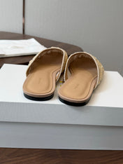 THE ROW 26S PEARL EMBELLISHED CROCHET MULE FLATS IN IVORY WHITE