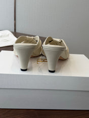 THE ROW 26S KNOT HEELED SLIDE SANDALS 35MM IN IVORY WHITE LAMBSKIN