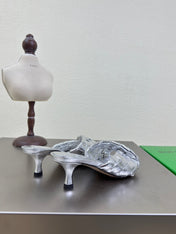 BLINK HIGH 5 CM MULE IN SILVER INTRECCIATO LEATHER