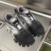PRADA 26S CLOUDBUST THUNDER SNEAKERS 60MM IN BLACK AND SILVER MESH FABRIC AND TPU