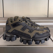 PRADA 26S CLOUDBUST THUNDER SNEAKERS 60MM IN OLIVE BROWN MESH FABRIC
