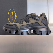 PRADA 26S CLOUDBUST THUNDER SNEAKERS 60MM IN OLIVE BROWN MESH FABRIC