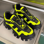 PRADA 26S CLOUDBUST THUNDER SNEAKERS 60MM IN LIME YELLOW MESH FABRIC