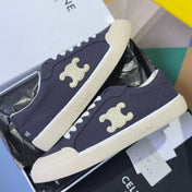 CELINE 26S LACE-UP SNEAKERS IN NAVY BLUE CANVAS