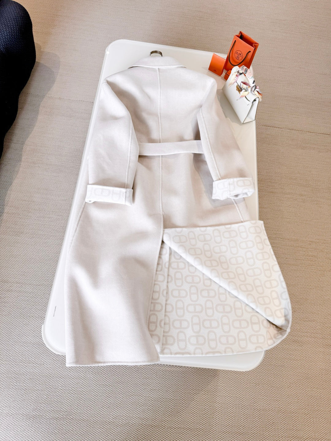 HERMES 25S BELTED CASHMERE PEACOAT 268