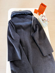 HERMES 25S LONG STAND-COLLAR CASHMERE COAT 257
