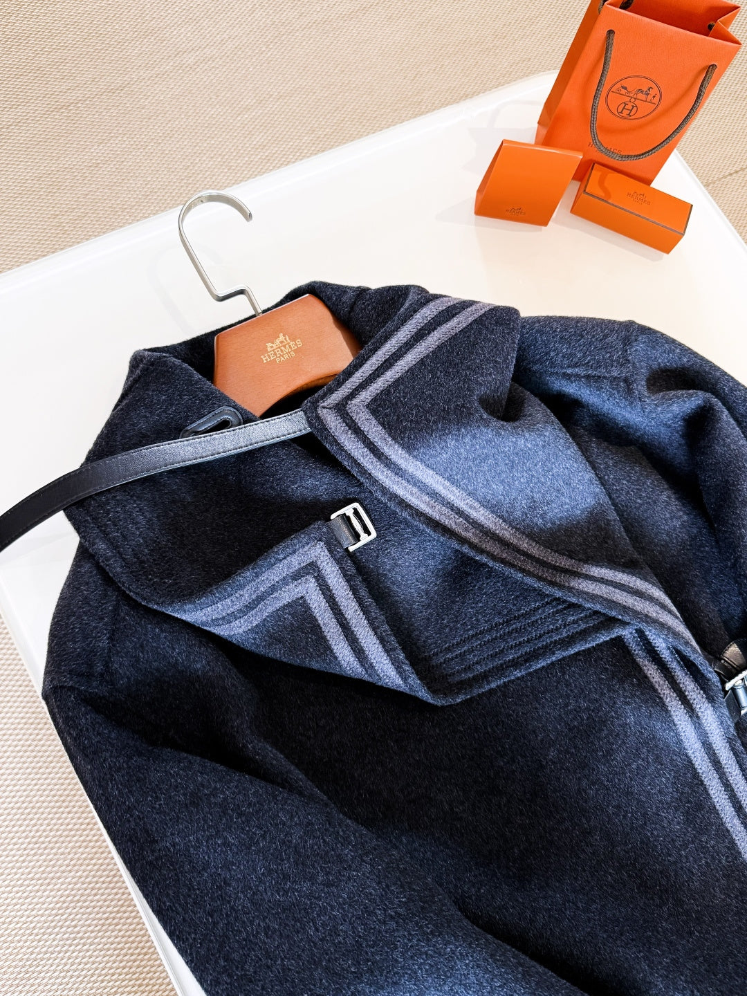HERMES 25S LONG STAND-COLLAR CASHMERE COAT 257
