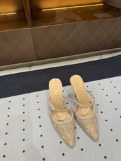 HIGH HEELS MULE IN CAMEL BEIGE LAMB SUEDE 10 CM