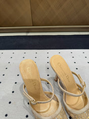 HIGH HEELS MULE IN CAMEL BEIGE LAMB SUEDE 10 CM