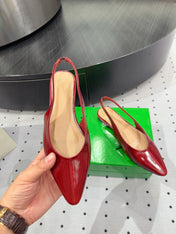 BOTTEGA VENETA 26S SLINGBACK FLATS IN RED CALFSKIN