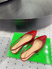 BOTTEGA VENETA 26S SLINGBACK FLATS IN RED CALFSKIN