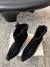 CELINE 26S ANKLE BOOTS 55 MM IN BLACK SUEDE