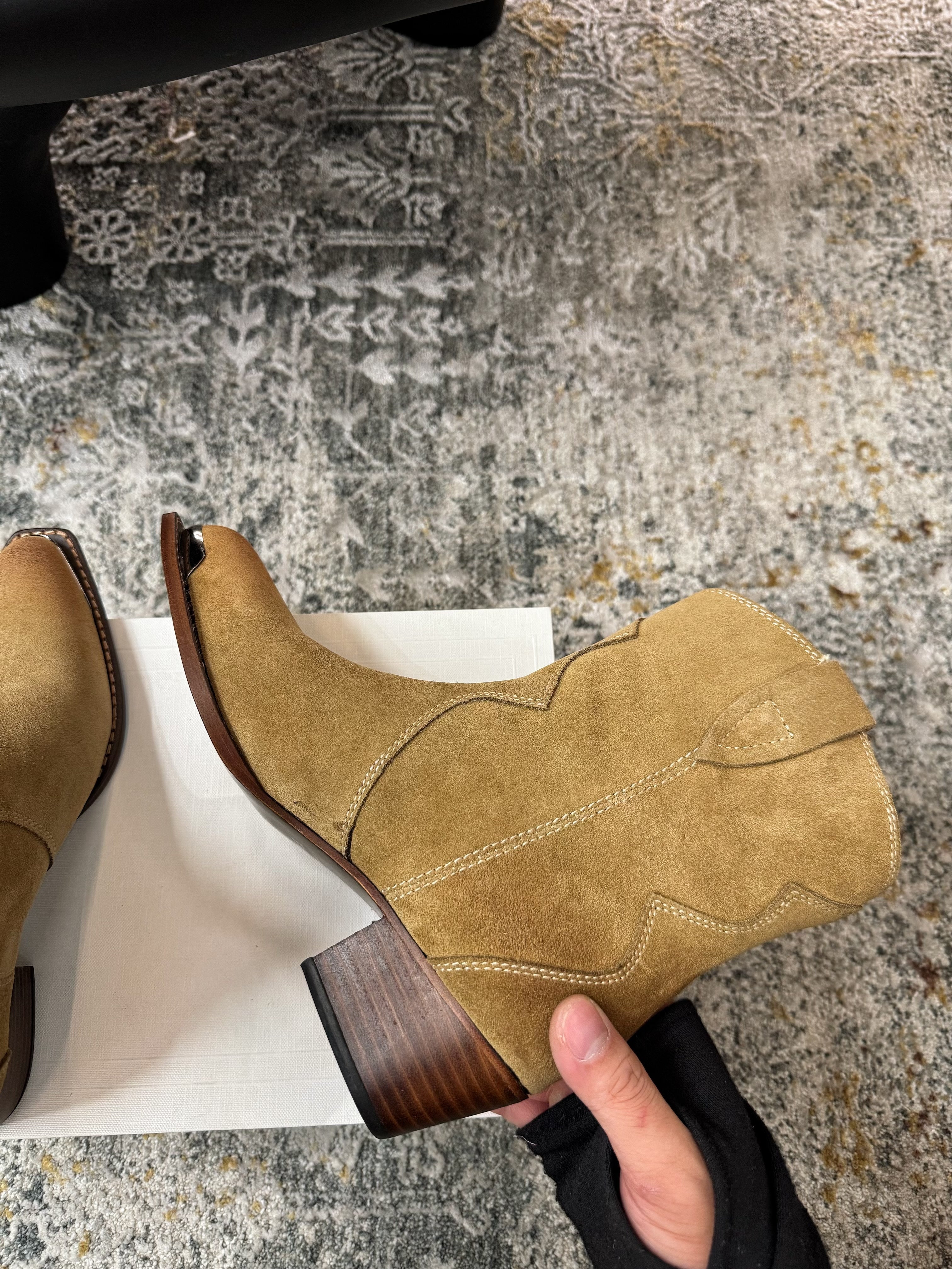 CELINE 26S ANKLE BOOTS 55 MM IN CAMEL BROWN SUEDE