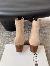 CELINE 26S ANKLE BOOTS 55 MM IN BEIGE SUEDE