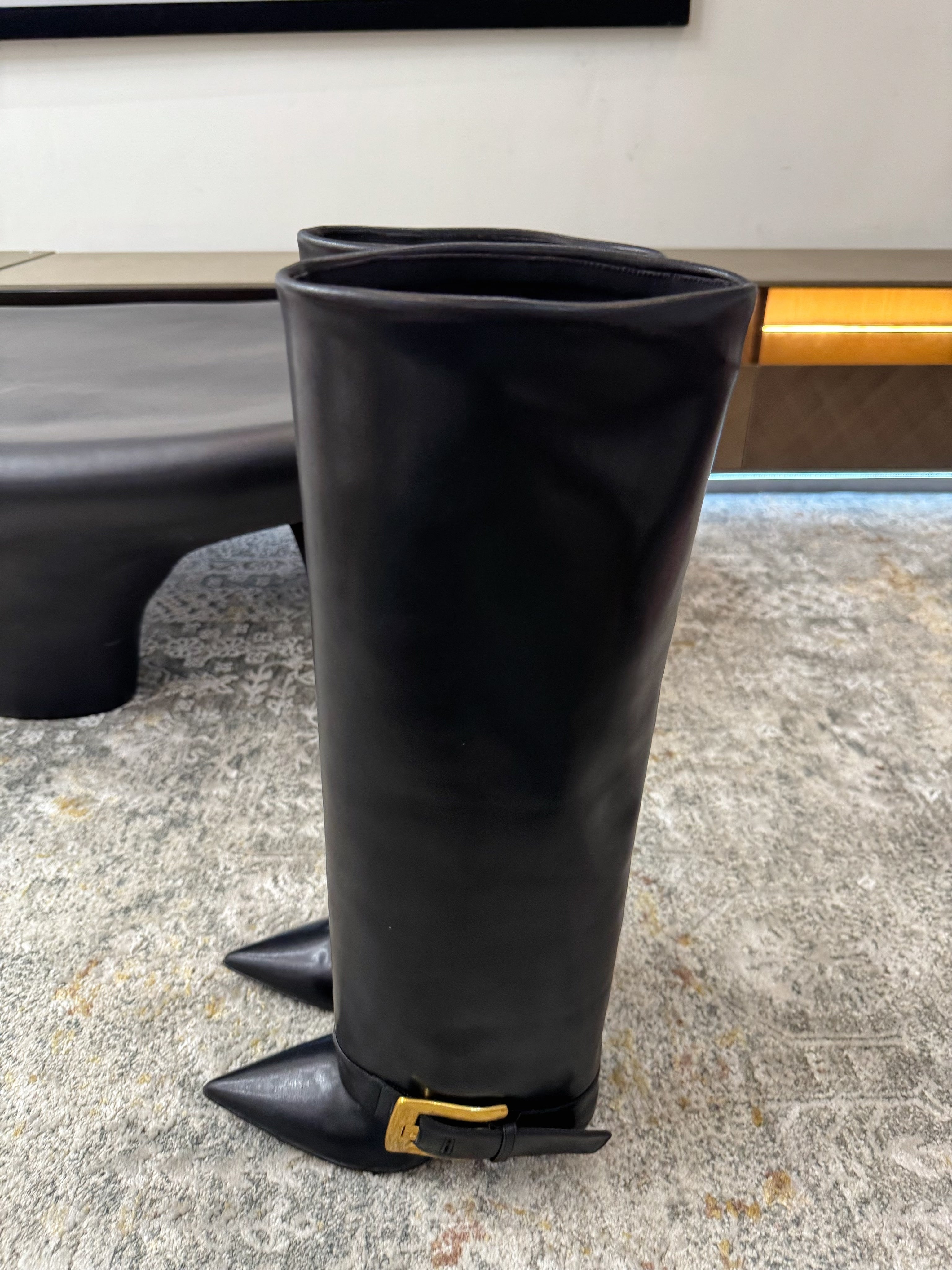 BALMAIN 26S BOOT 85 MM IN BLACK CALFSKIN