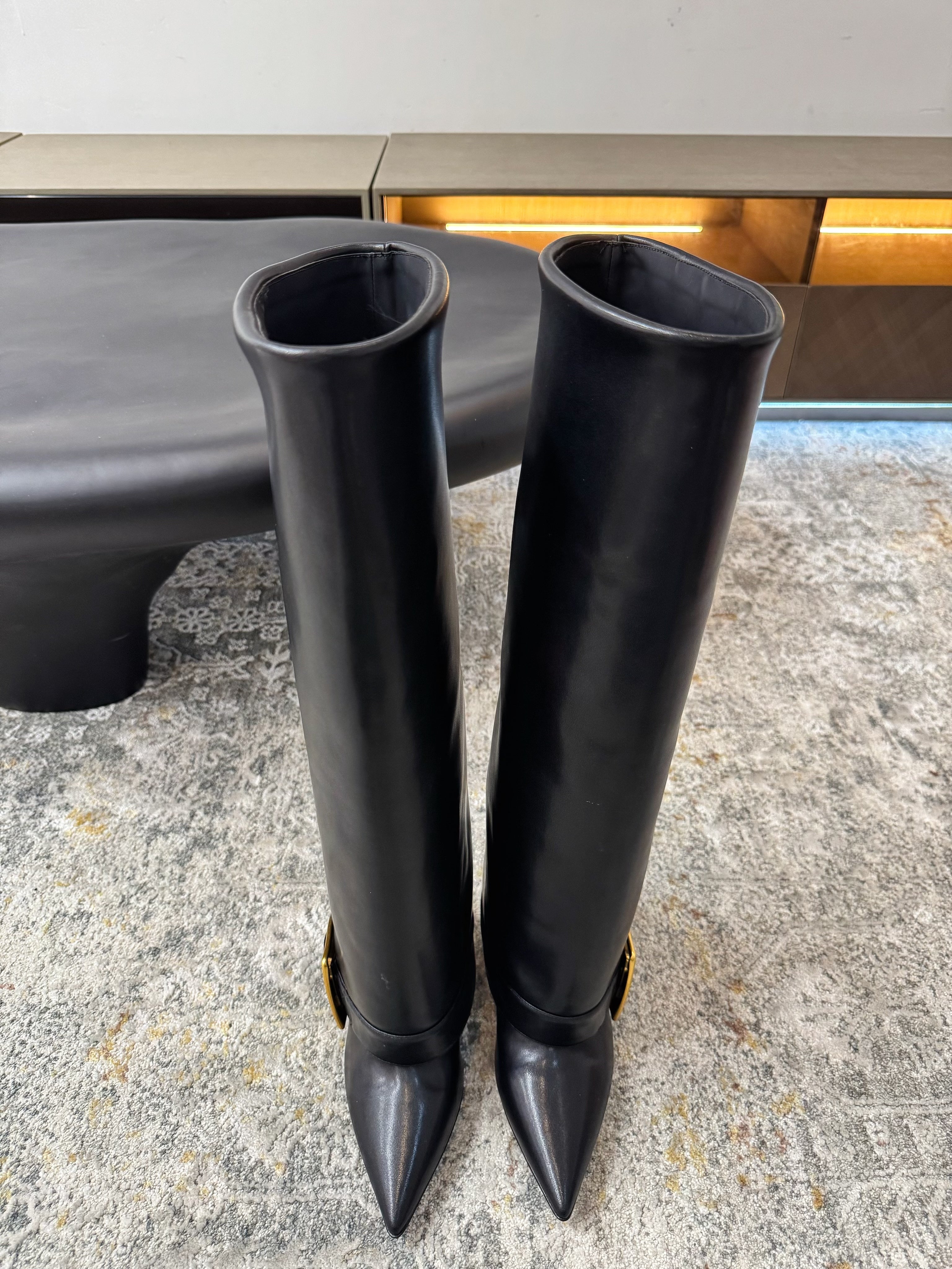 BALMAIN 26S BOOT 85 MM IN BLACK CALFSKIN