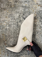 BALMAIN 26S BOOT 95 MM IN CREAM WHITE CALFSKIN