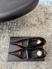 YSL 26S HEELED SHOES 110 MM IN DARK RED GLOSSY CALFSKIN