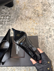 YSL 26S HEELED SHOES 110 MM IN BLACK GLOSSY CALFSKIN