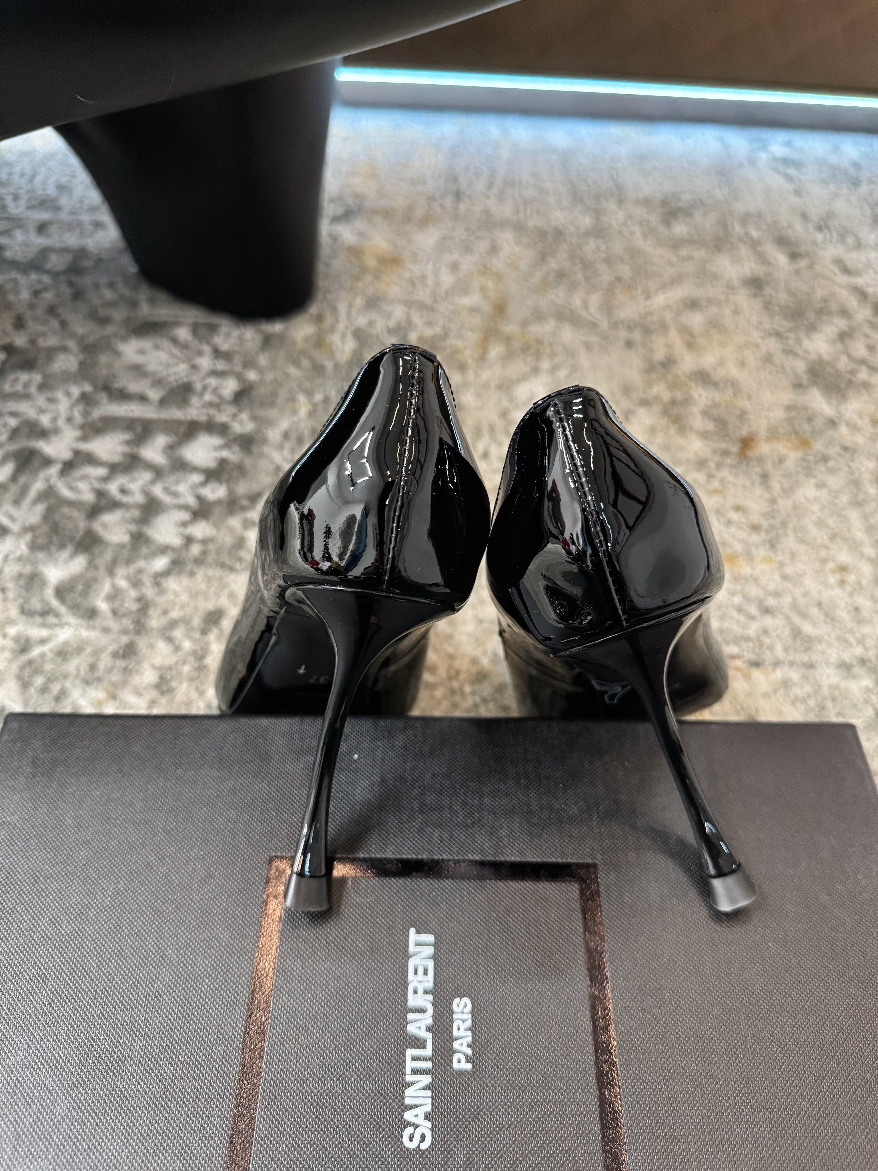 YSL 26S HEELED SHOES 110 MM IN BLACK GLOSSY CALFSKIN