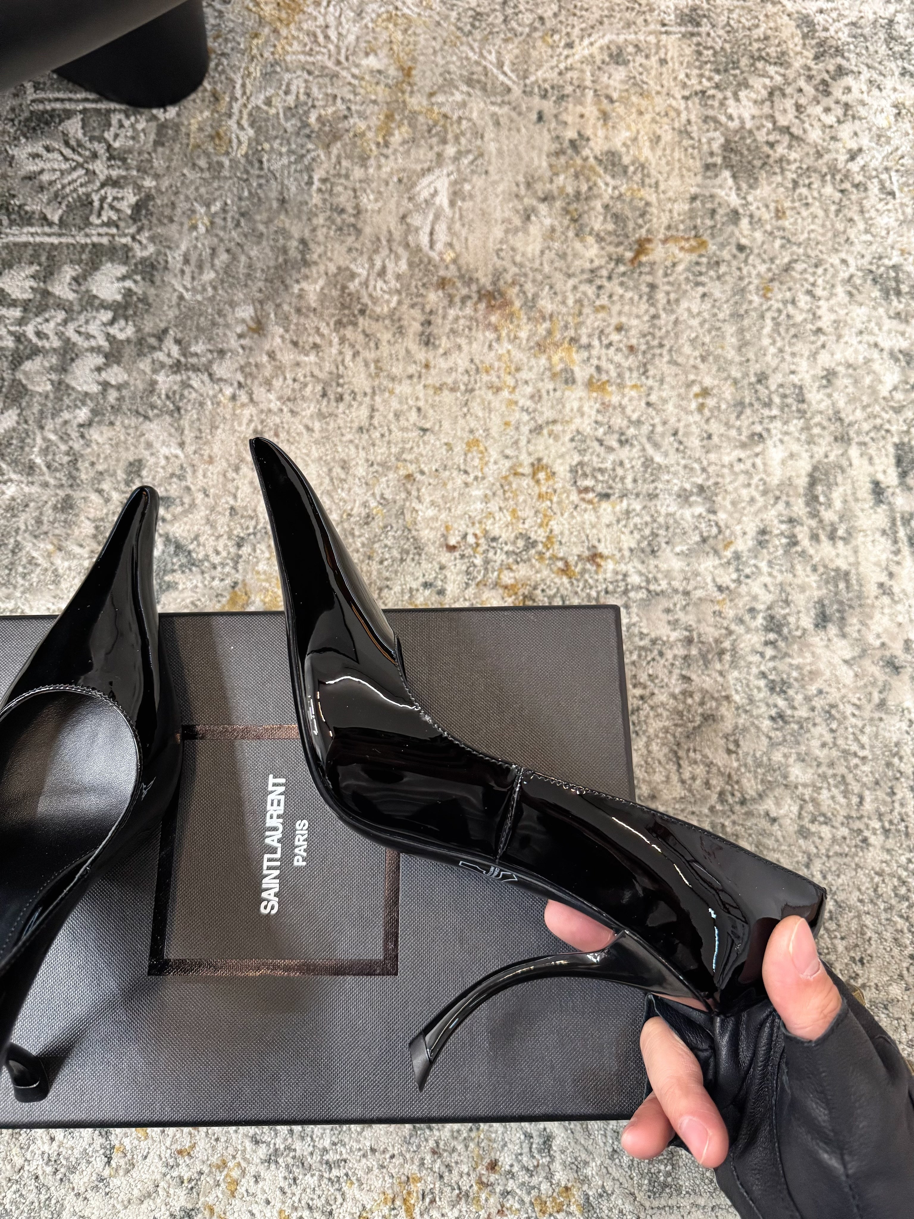 YSL 26S HEELED SHOES 110 MM IN BLACK GLOSSY CALFSKIN