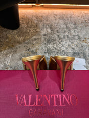 VALENTINO 26S HIGH HEEL SANDALS 105 MM IN METALLIC GOLD CALFSKIN