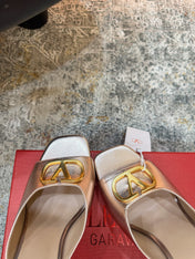 VALENTINO 26S HIGH HEEL SANDALS 105 MM IN METALLIC ROSE GOLD CALFSKIN