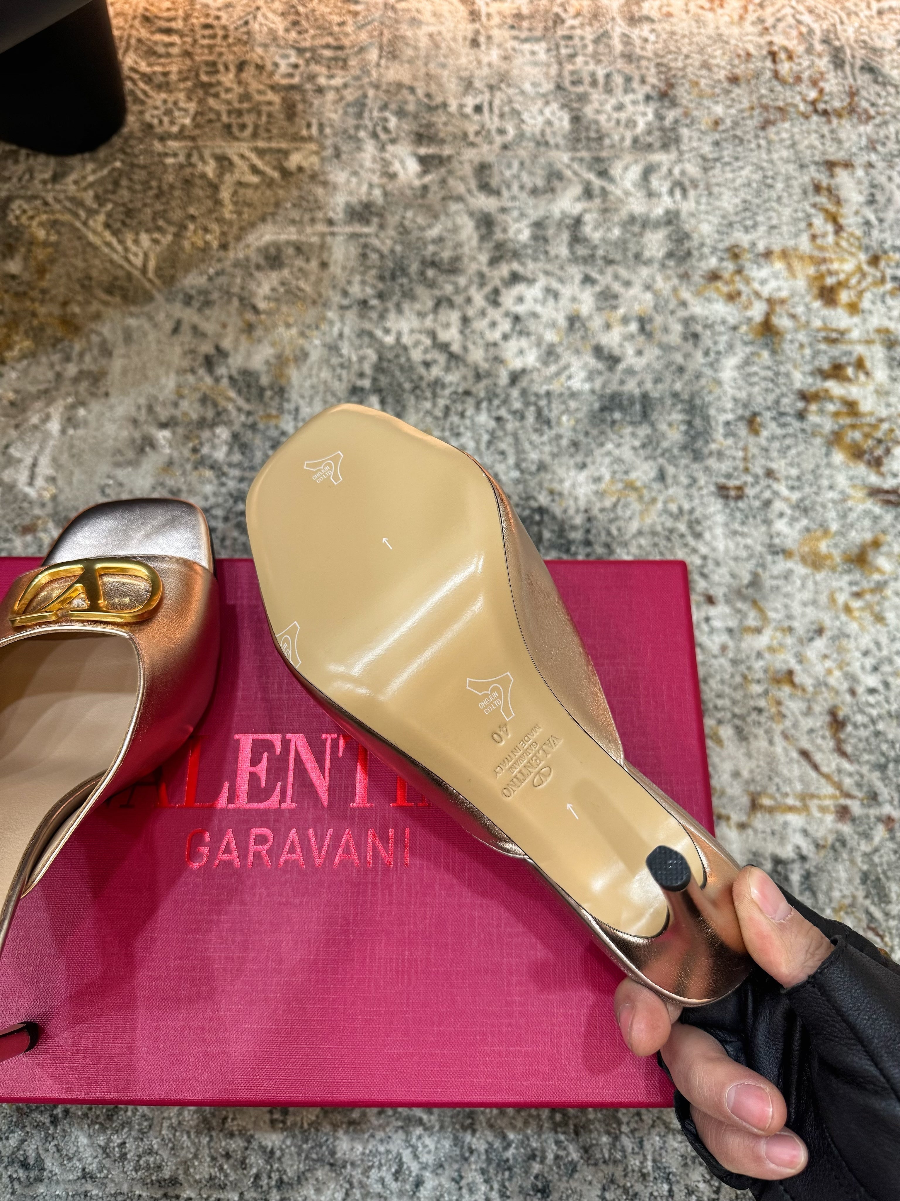 VALENTINO 26S HIGH HEEL SANDALS 105 MM IN METALLIC ROSE GOLD CALFSKIN