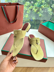 LP THONG SANDALS 25S IN PASTEL YELLOW SUEDE