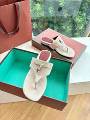 LP THONG SANDALS 25S IN CREAM BEIGE SUEDE