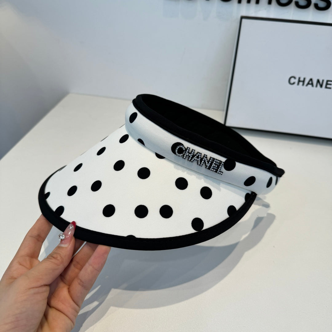 CHANEL 26S POLKA-DOT OPEN-TOP HAT 337956