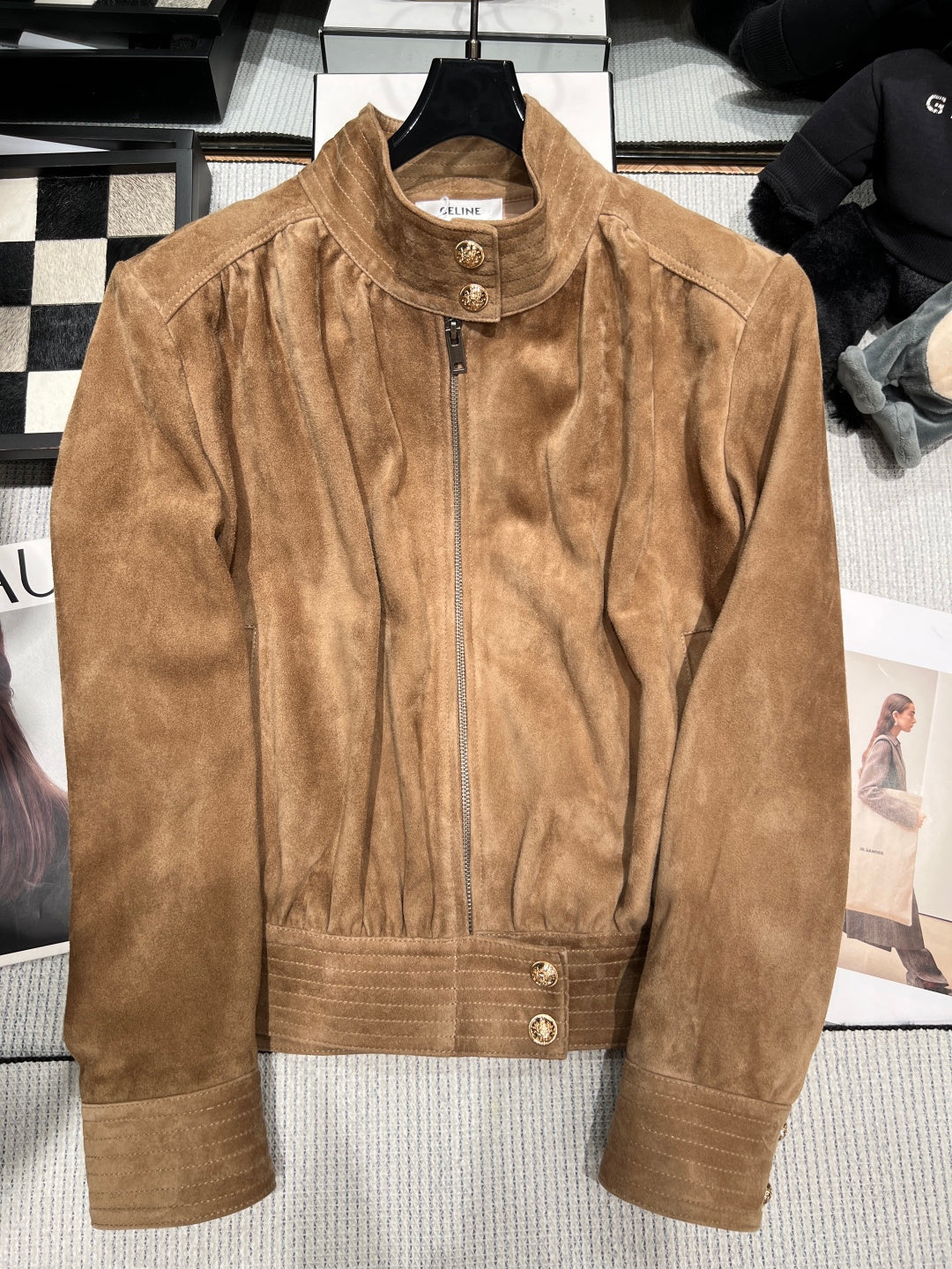 CELINE 26S SUEDE ZIP-UP JACKET 560