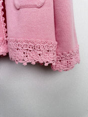 CHANEL 25S KNIT CARDIGAN WITH LACE COLLAR 415