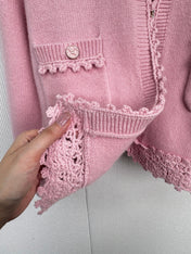 CHANEL 25S KNIT CARDIGAN WITH LACE COLLAR 415