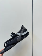 THONG SANDALS IN BLACK SUEDE MIX TECH FABRIC