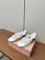 THONG SANDALS IN BEIGE SUEDE MIX WHITE TECH FABRIC