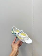 THONG SANDALS IN BEIGE SUEDE MIX YELLOW TECH FABRIC