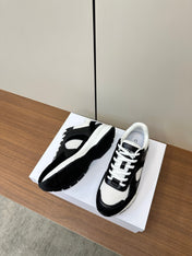 RUNNER CR-03 LOW LACE-UP IN WHITE MESH AND BLACK CALFSKIN