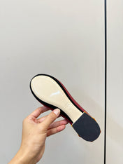 GUCCI 26S ROUND TOE BALLET FLATS IN DARK RED LAMBSKIN